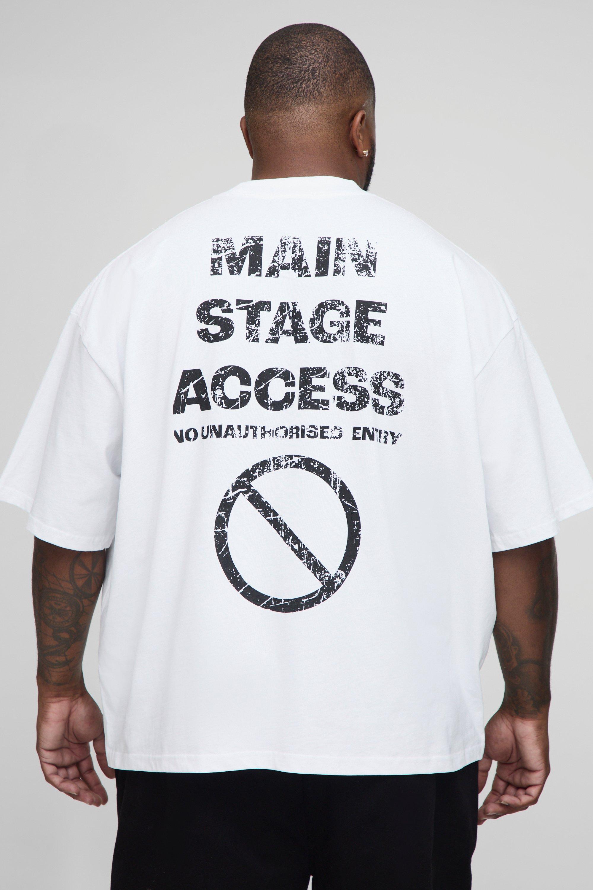 Mens White Plus Oversized Boxy Slogan T-Shirt, White