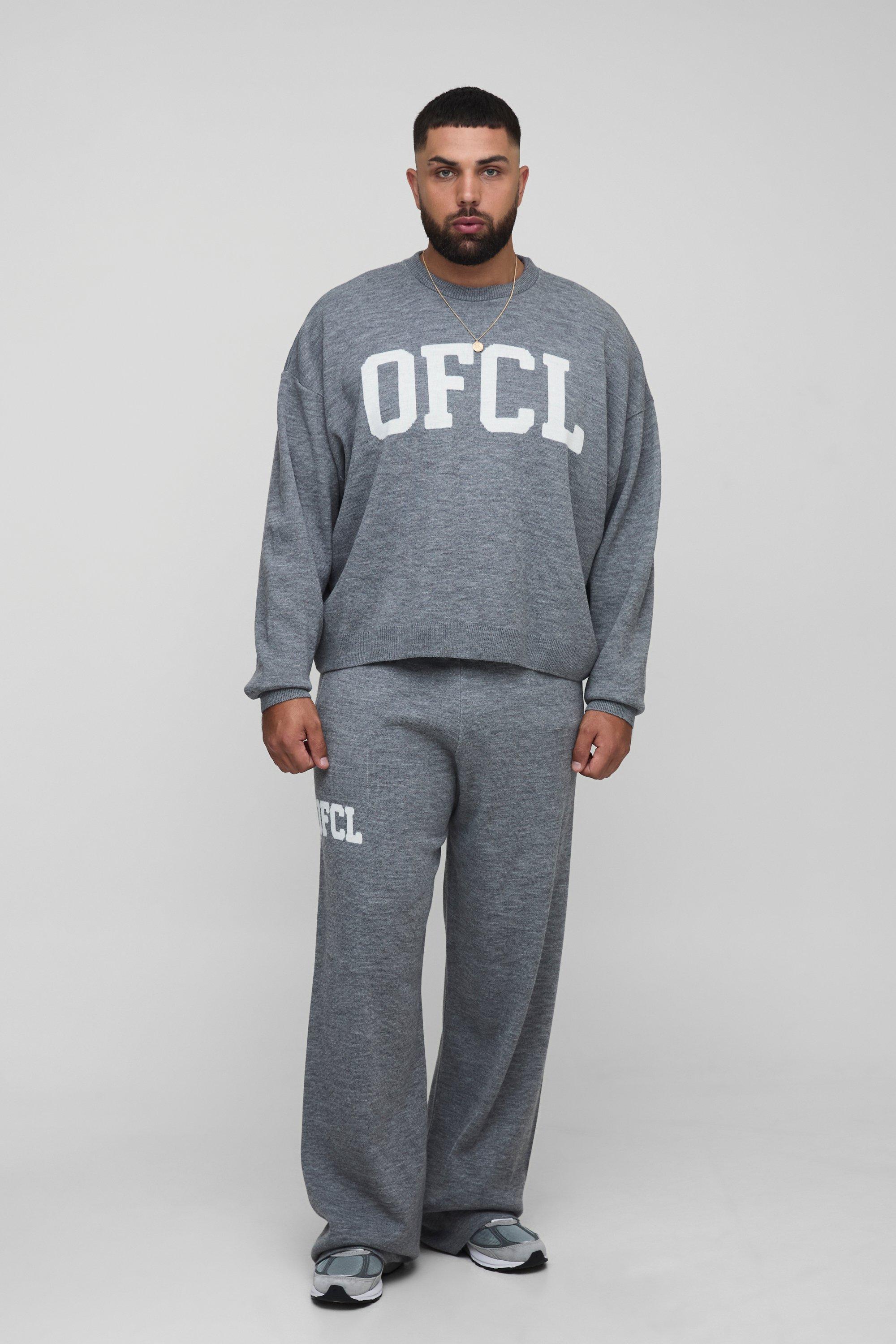 Image of Plus OFCL Knitted Oversized Sweat & Jogger Tracksuit, Grigio