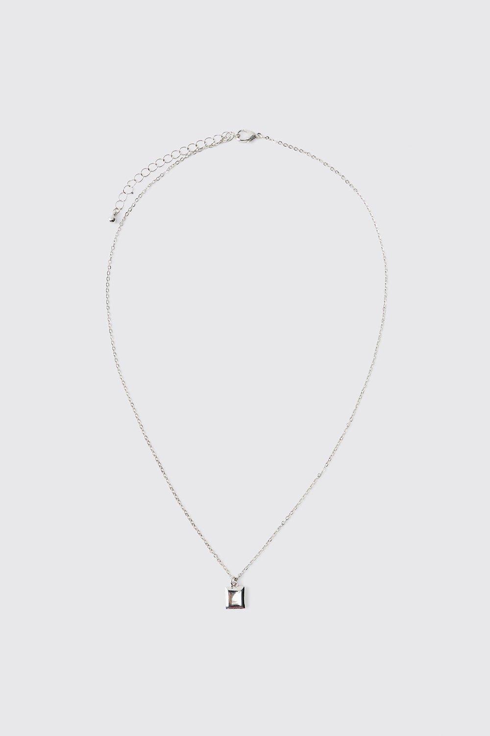 Mens Grey Gem Pendant Necklace, Grey