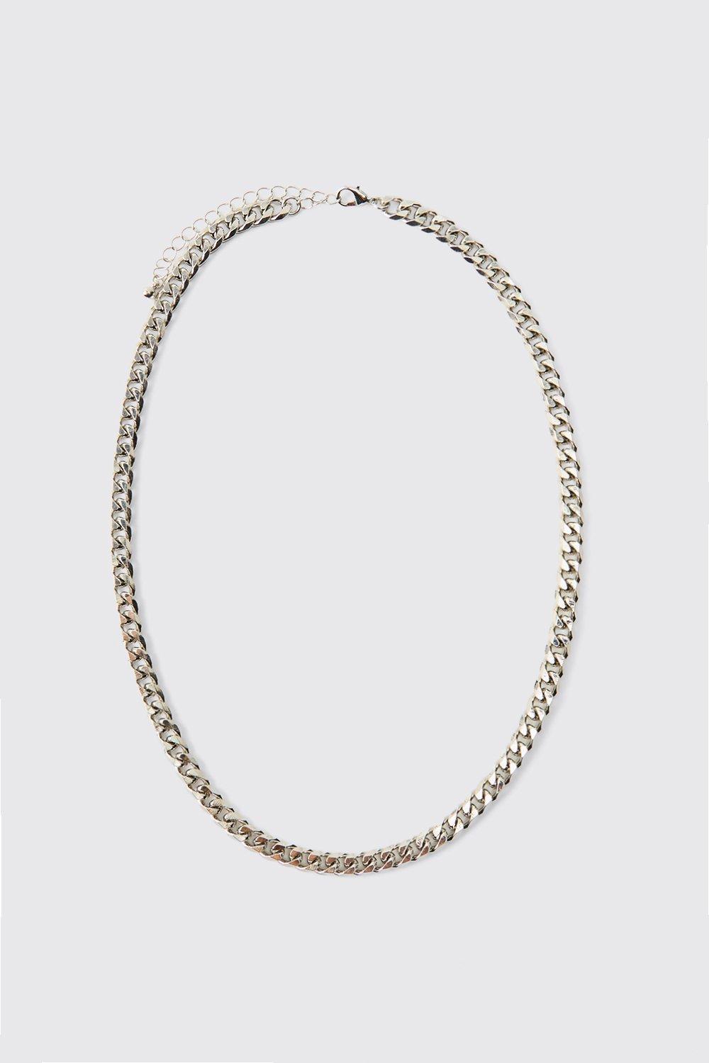 Mens Grey Silver Chain Necklace, Grey