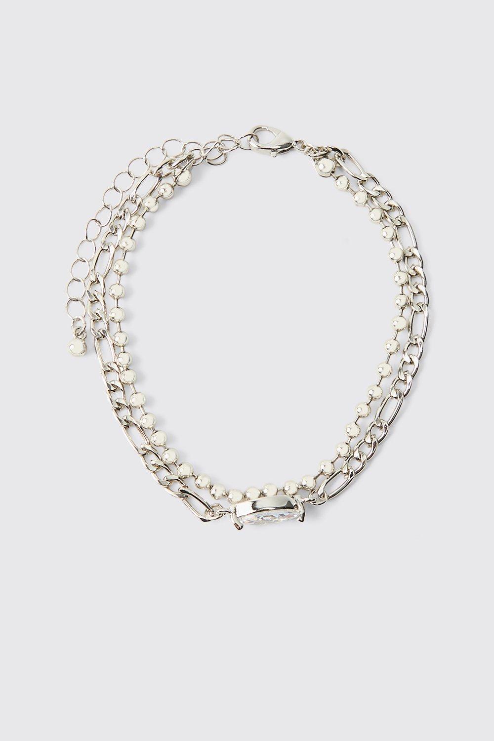 Image of Silver Gem Layered Bracelet, Grigio