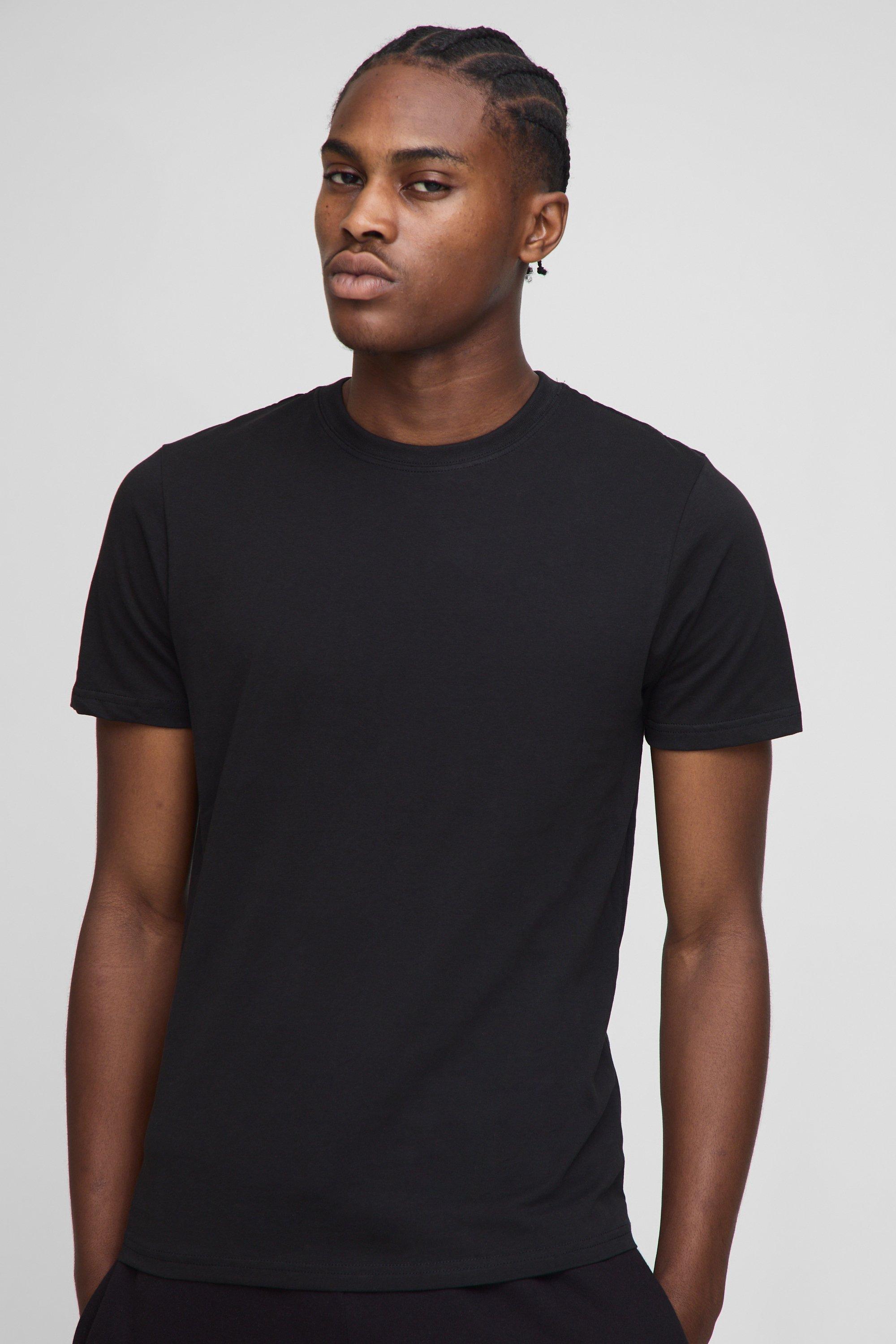 Image of Basic Slim Fit Crew Neck T-shirt, Nero