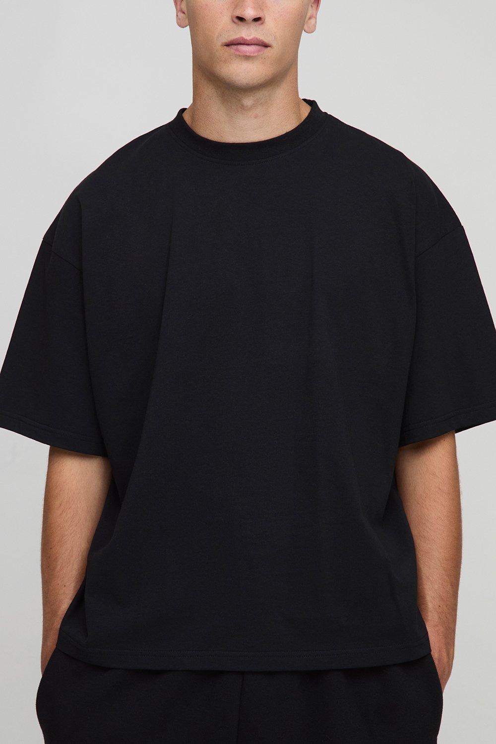 Image of Basic Oversized Boxy Crew Neck T-Shirt, Nero