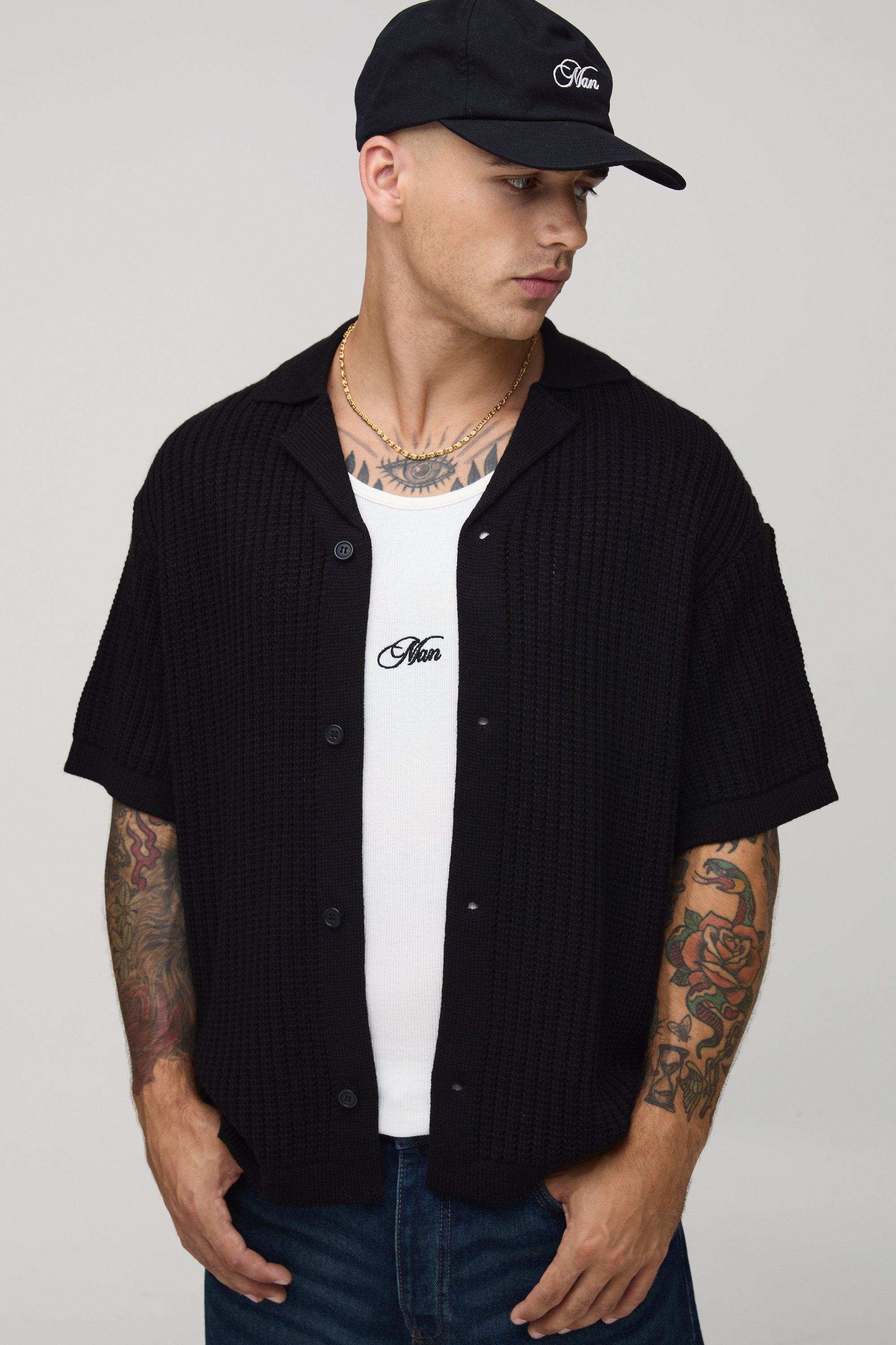 Boxy Fit Ribbed Knitted Shirt