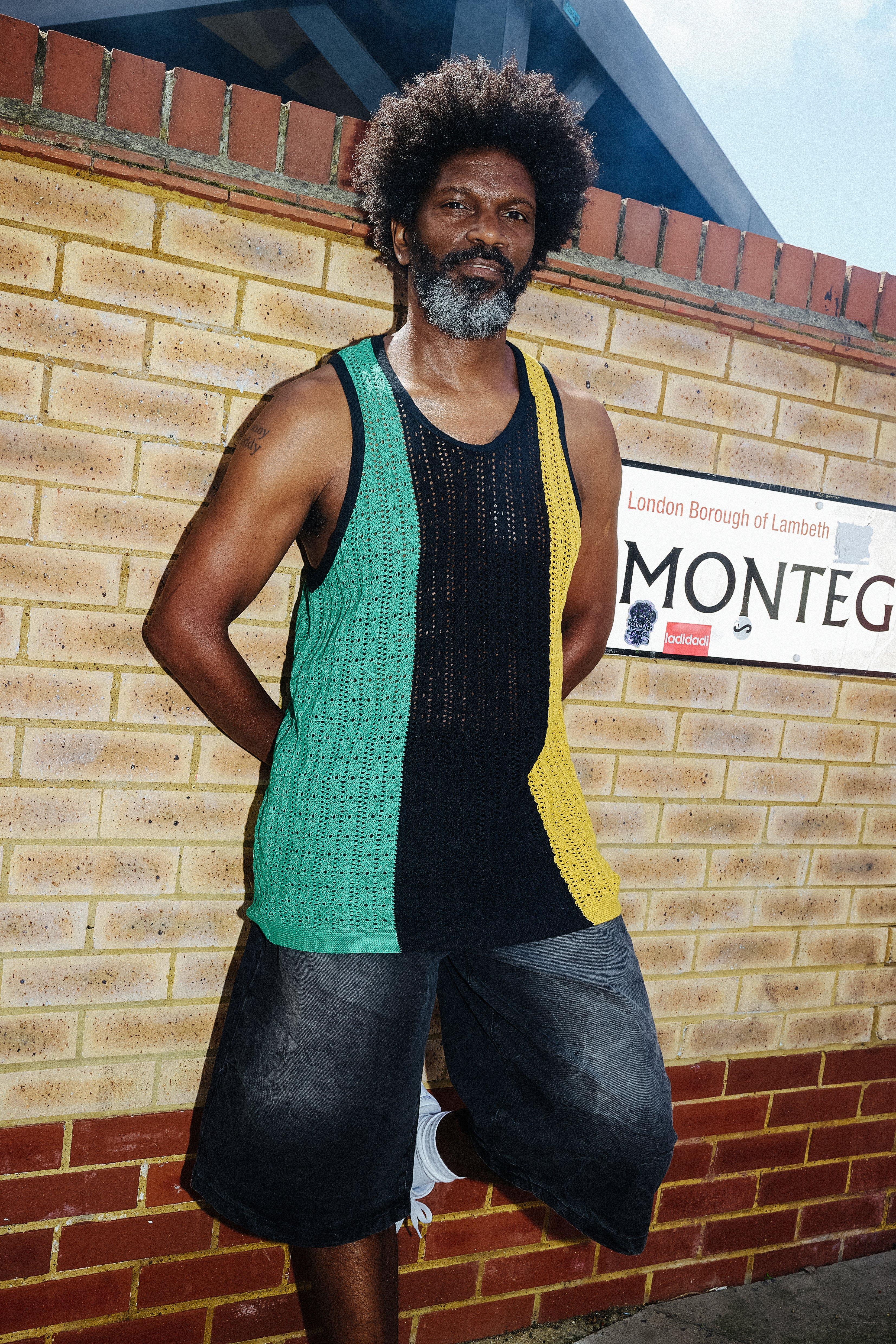 Drop Armhole Stripe Open Stitch Knitted Vest
