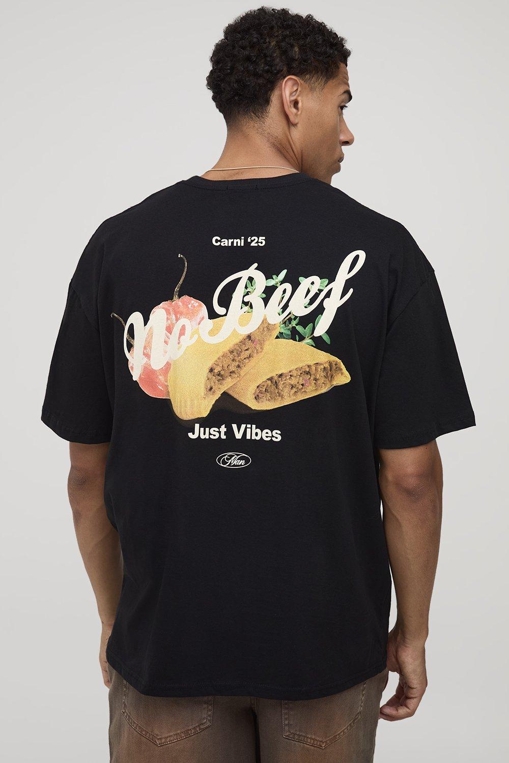 Image of Black Oversized No Beef Just Vibes T-Shirt, Nero