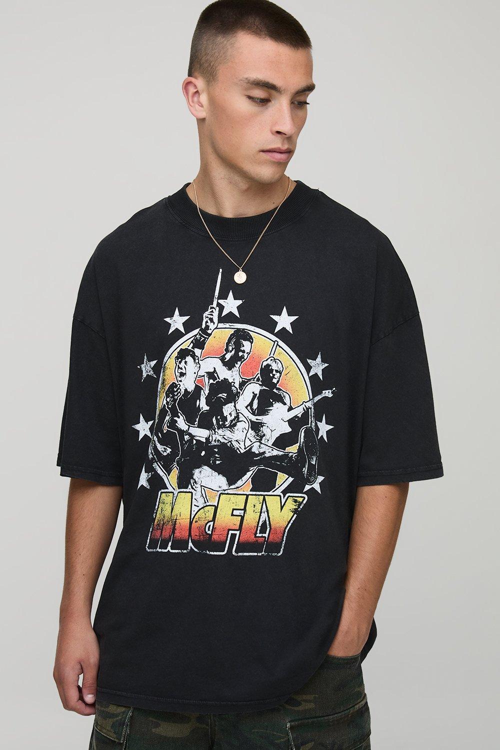 Image of Black Oversized McFly Washed Licensed T-Shirt, Nero