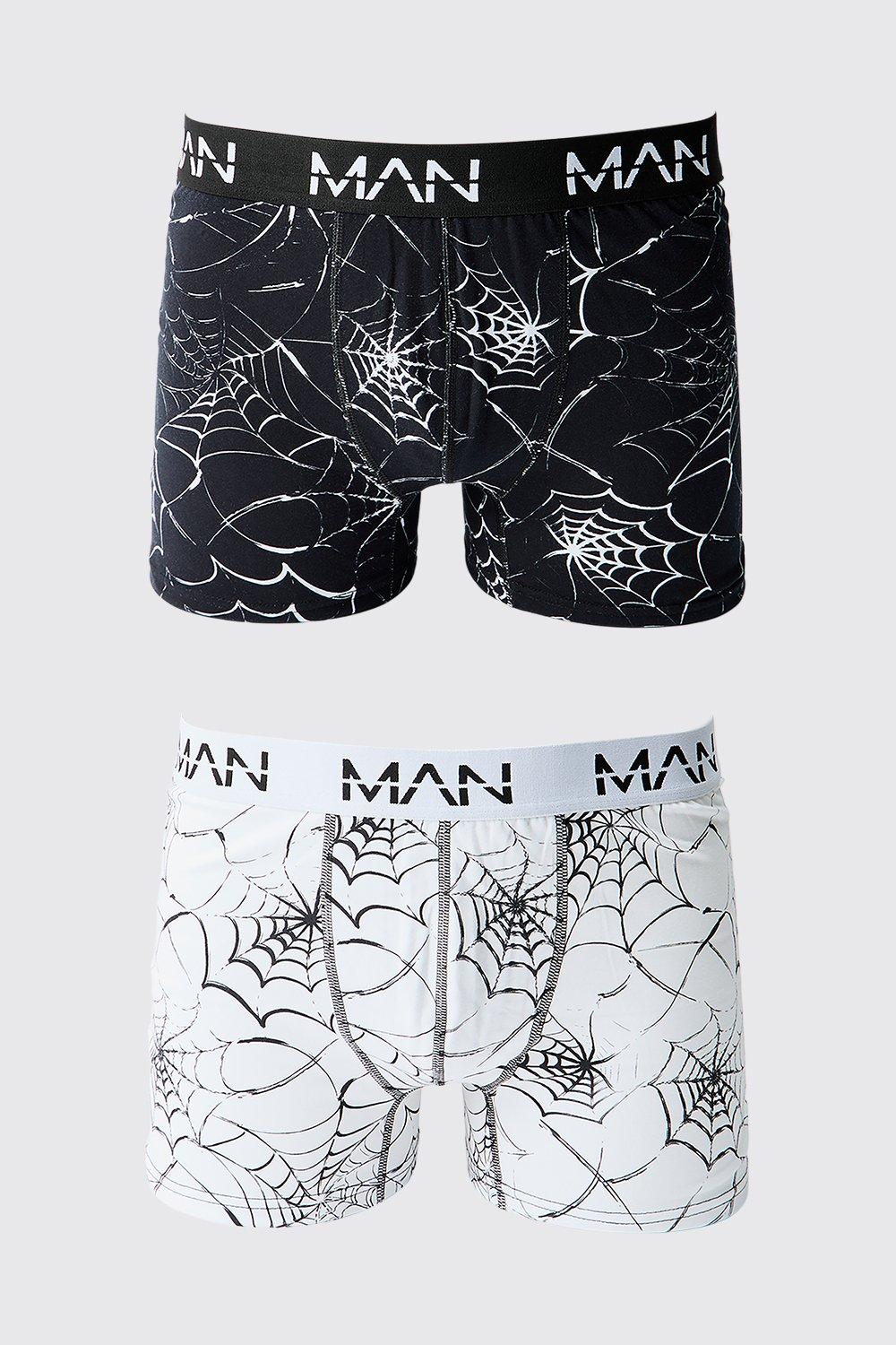 Mens Multi 2 Pack Halloween Spider Web Boxers, Multi