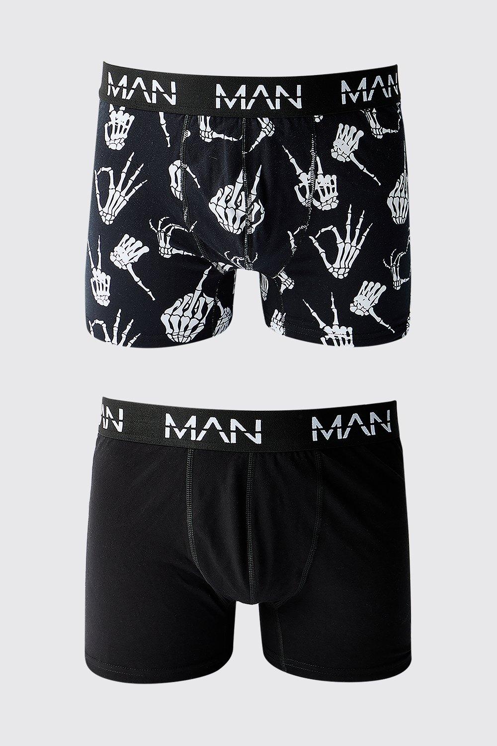 Mens Multi 2 Pack Halloween Skeleton Boxers, Multi