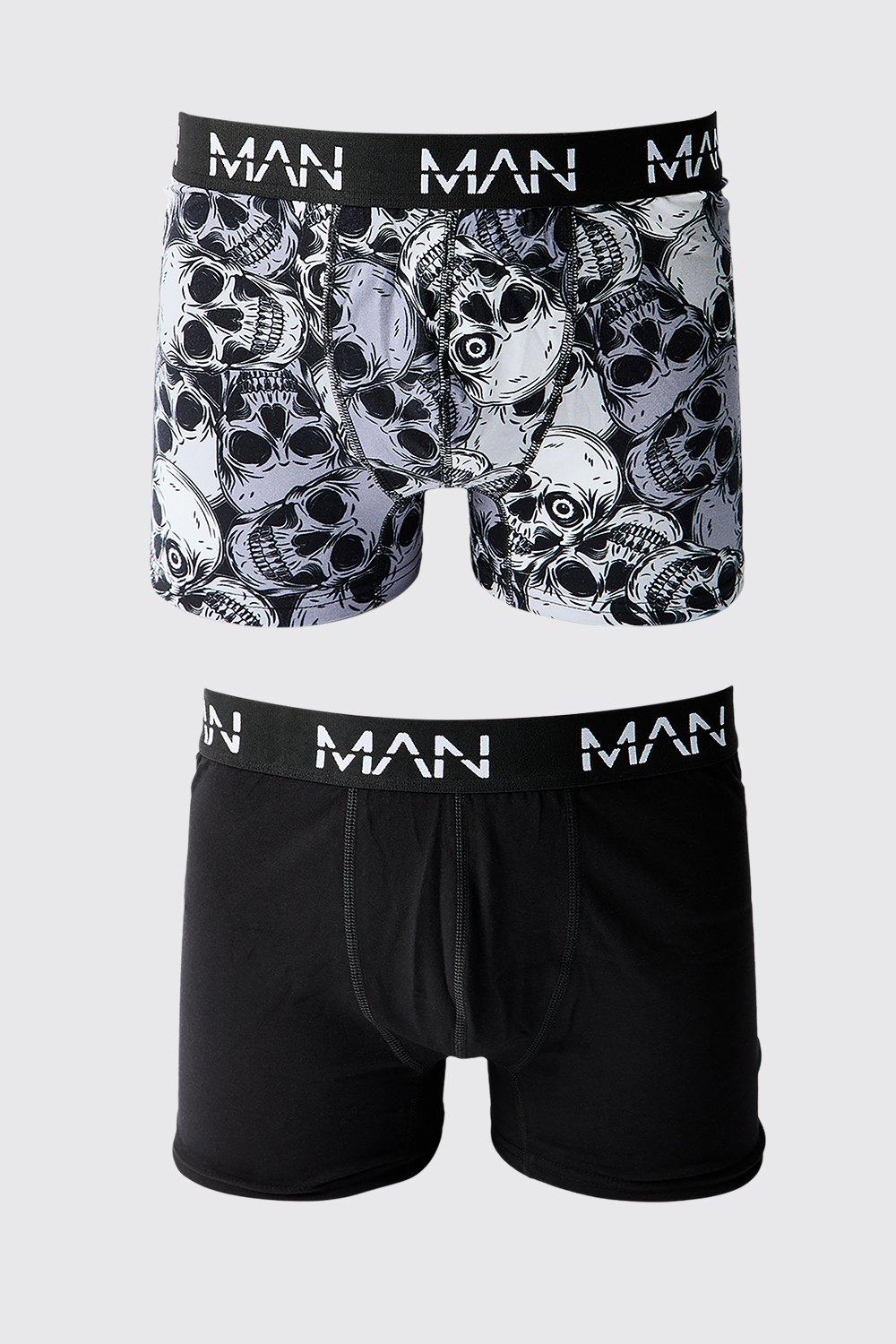 Mens Multi 2 Pack Halloween Skull Boxers, Multi