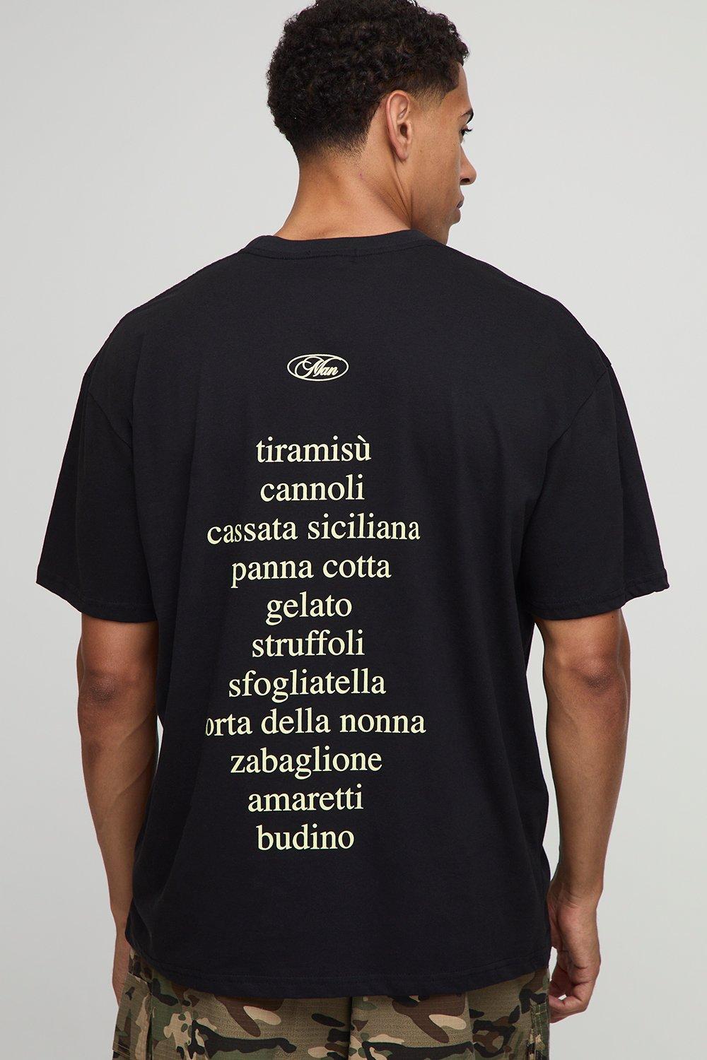 Image of Black Oversized Dessert Printed T-Shirt, Nero