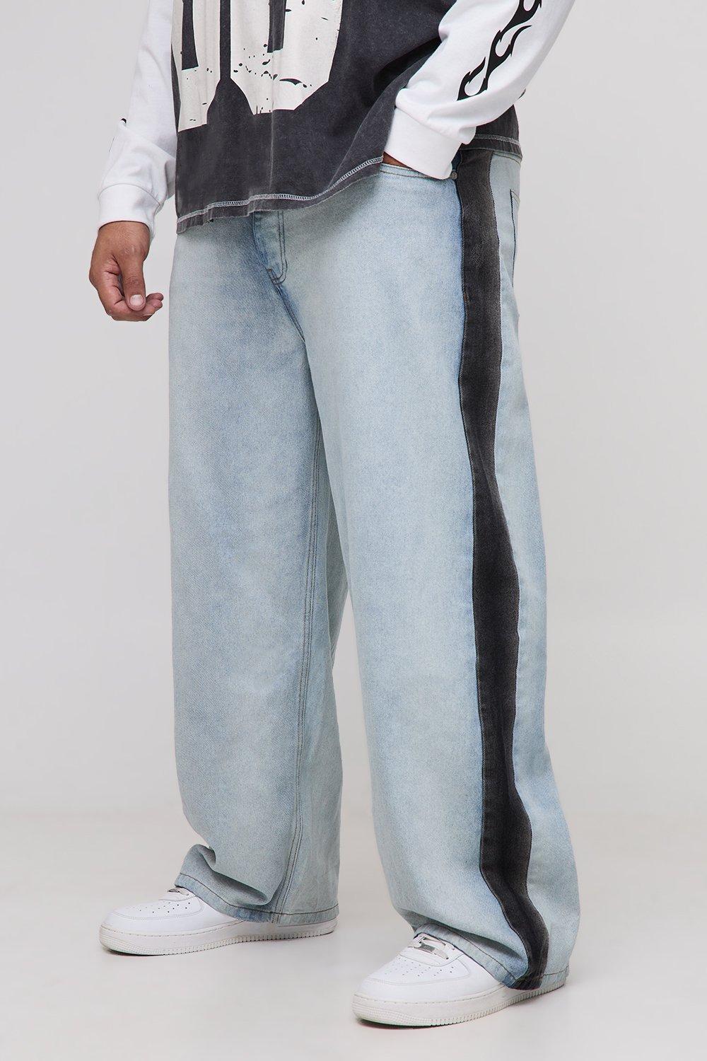 Image of Plus Side Panel Relaxed Fit Jeans, Grigio