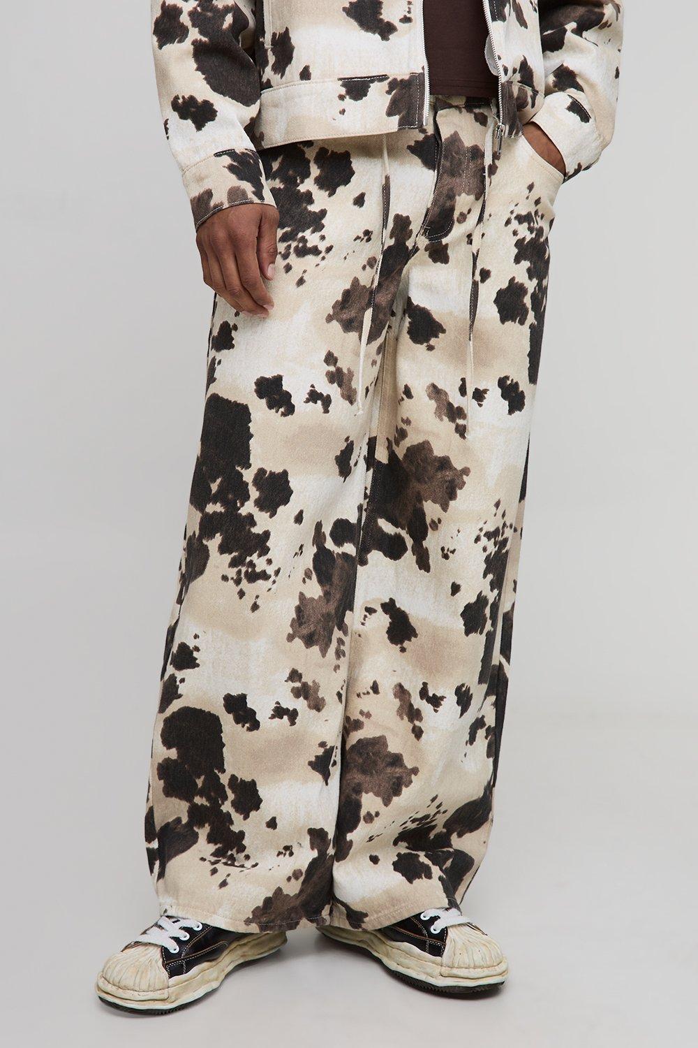 Parachute Cow Print Belted Jeans
