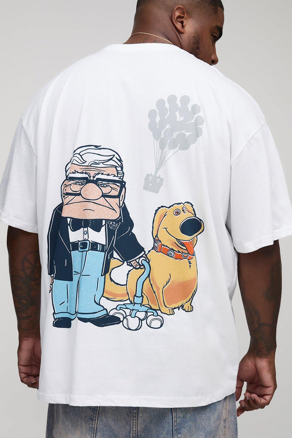 Image of Plus Oversized Disney UP License Print T-Shirt, Bianco