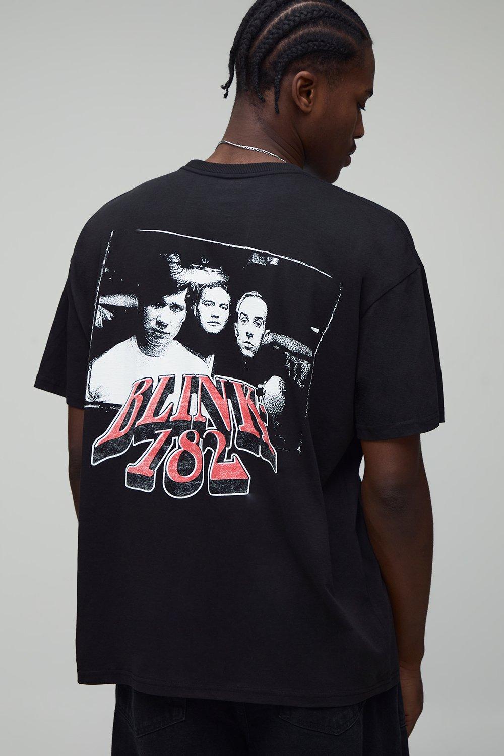 Image of Black Oversized Blink 182 License Printed T-Shirt, Nero