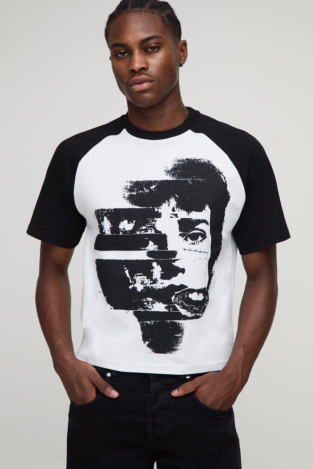 Image of Shrunken Boxy Short Sleeve Raglan T-Shirt, Bianco