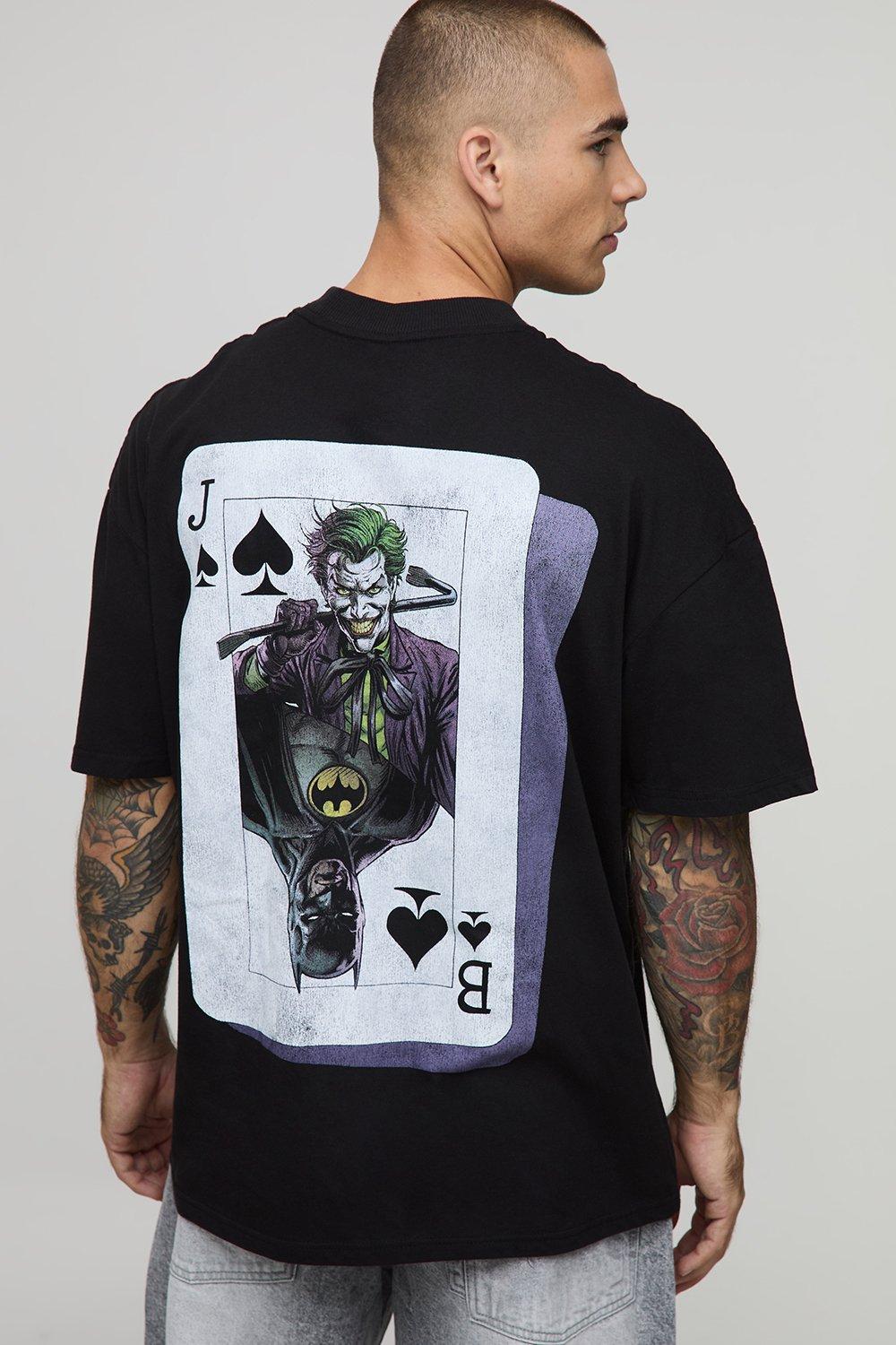 Image of Black Oversized Batman The Joker Halloween License Printed T-Shirt, Nero