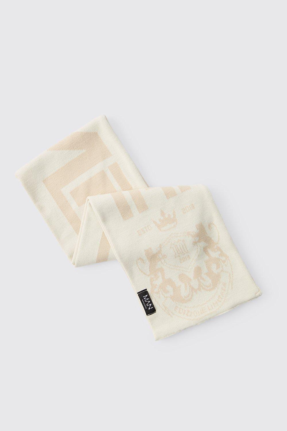 Image of Jacquard Knitted Scarf, Cream