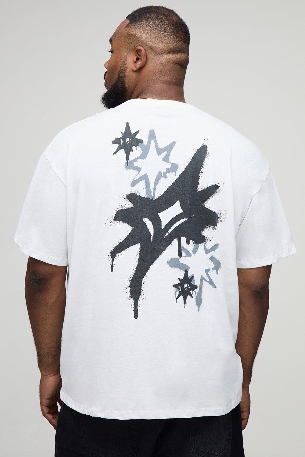 Image of Plus Oversized Graffiti Man Print T-Shirt, Bianco
