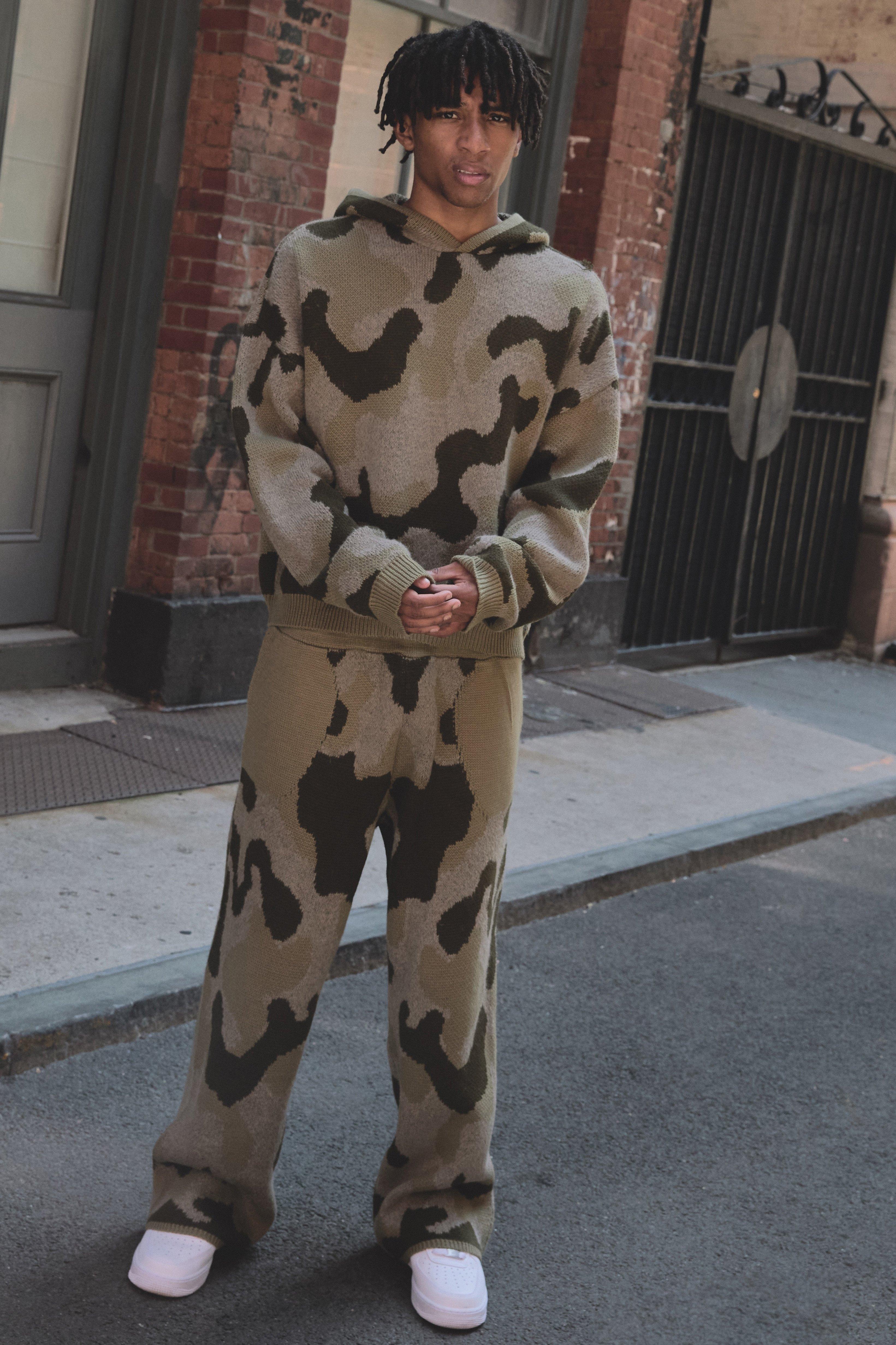 Oversized Boxy Brushed Laguna Camo Knitted Tracksuit