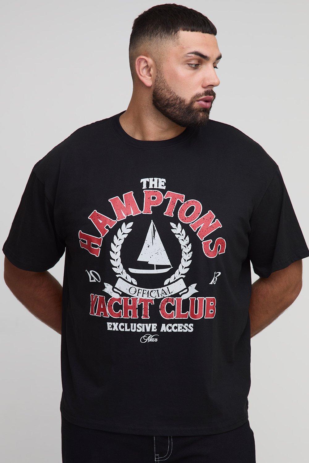 Image of Plus Hamptons Varsity Print Oversized T-Shirt, Nero