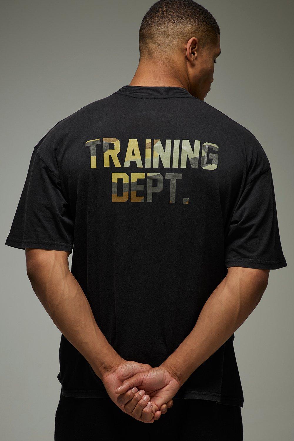 Image of MAN Active Washed Camo Training Dept Oversized T-Shirt, Nero