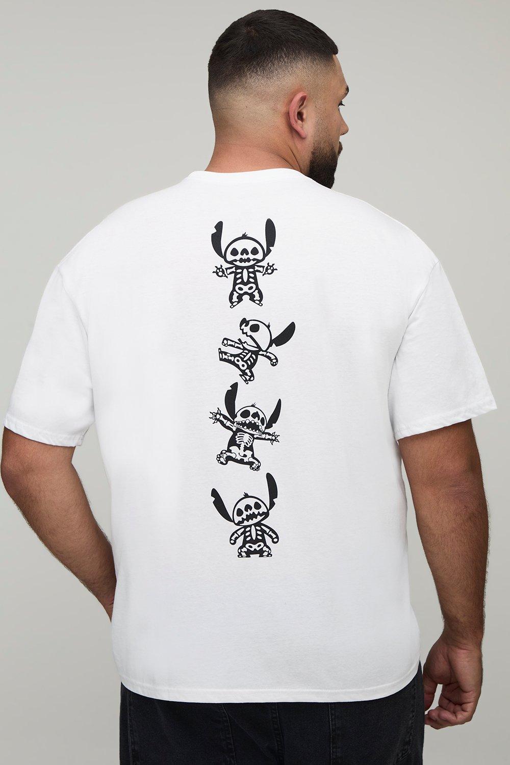 Image of Plus Oversized Disney Lilo And Stitch License T-Shirt, Bianco