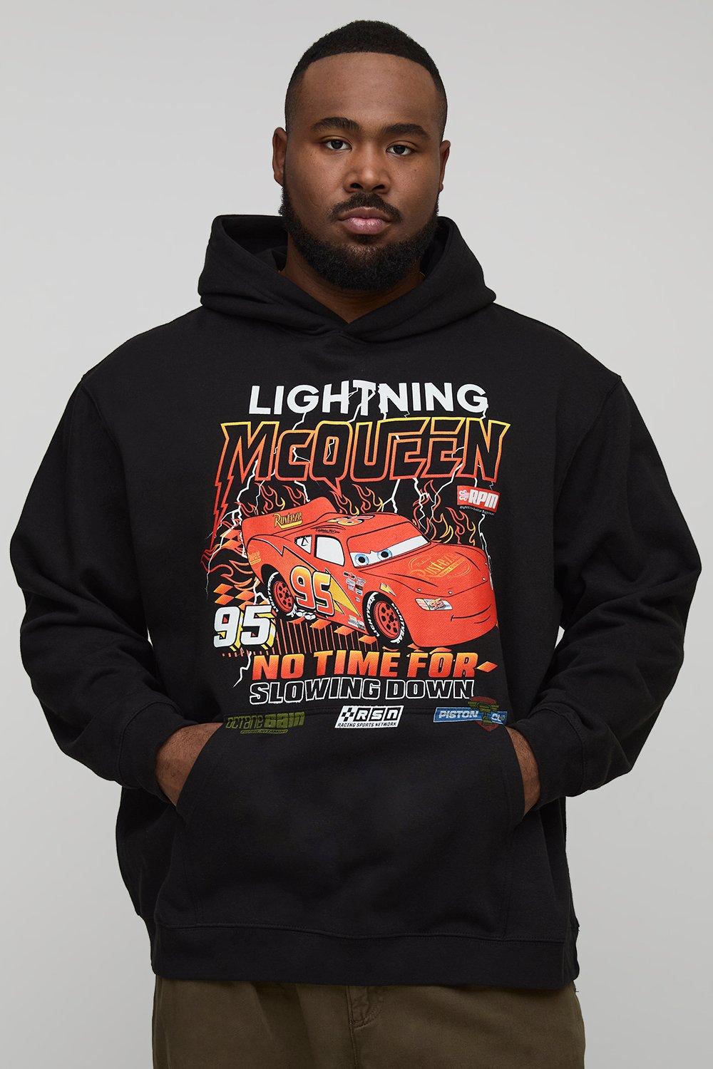 Image of Plus Oversized Disney Cars License Print Hoodie, Nero