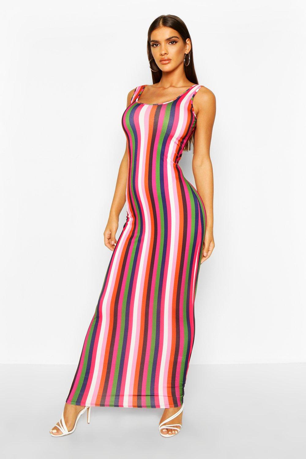pink striped maxi dress