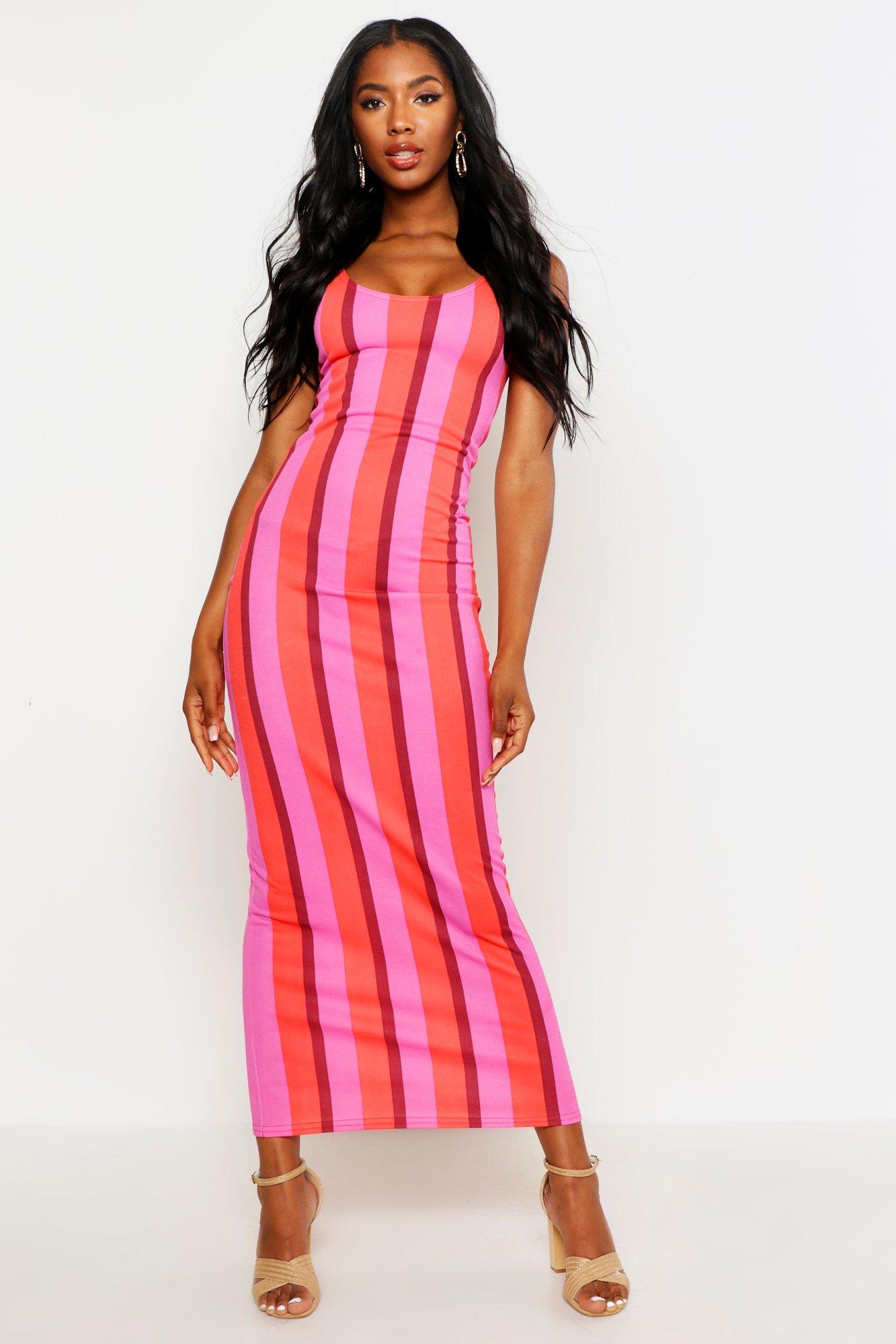 pink striped maxi dress