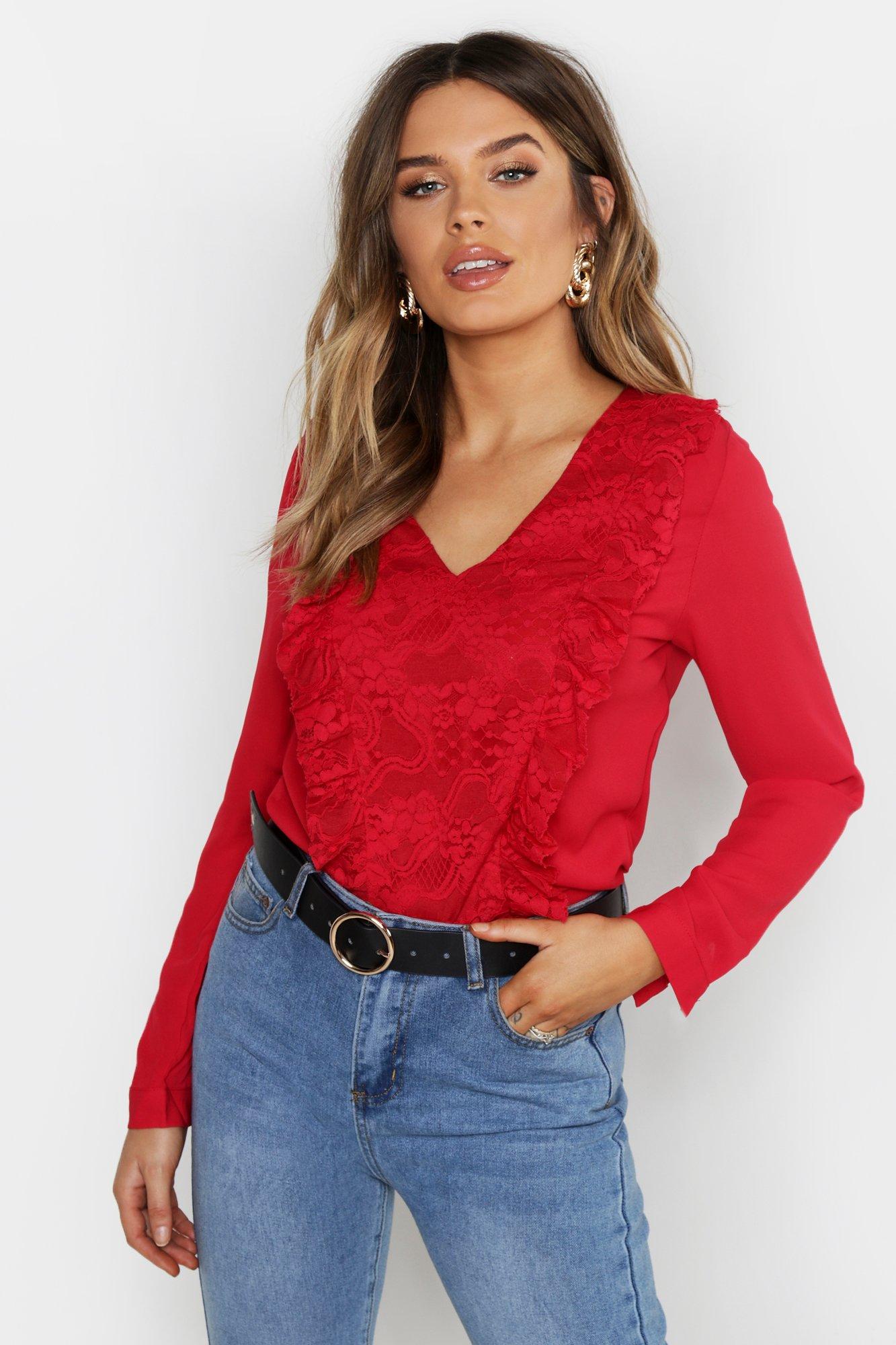 red ruffle tops