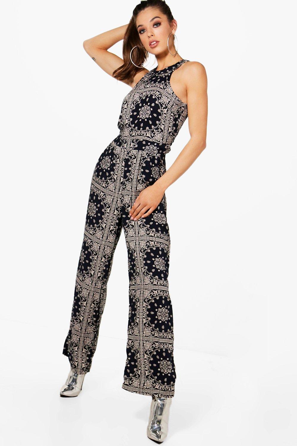 scarf print jumpsuit