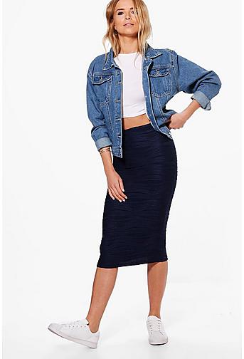 Marin Gathered Waist Loopback Midi Skirt | Fashion Design Style