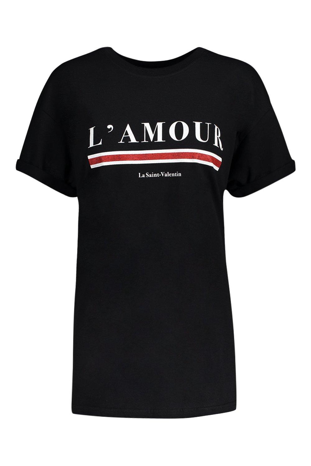 

Футболка с принтом-слоганом L'amour, Black