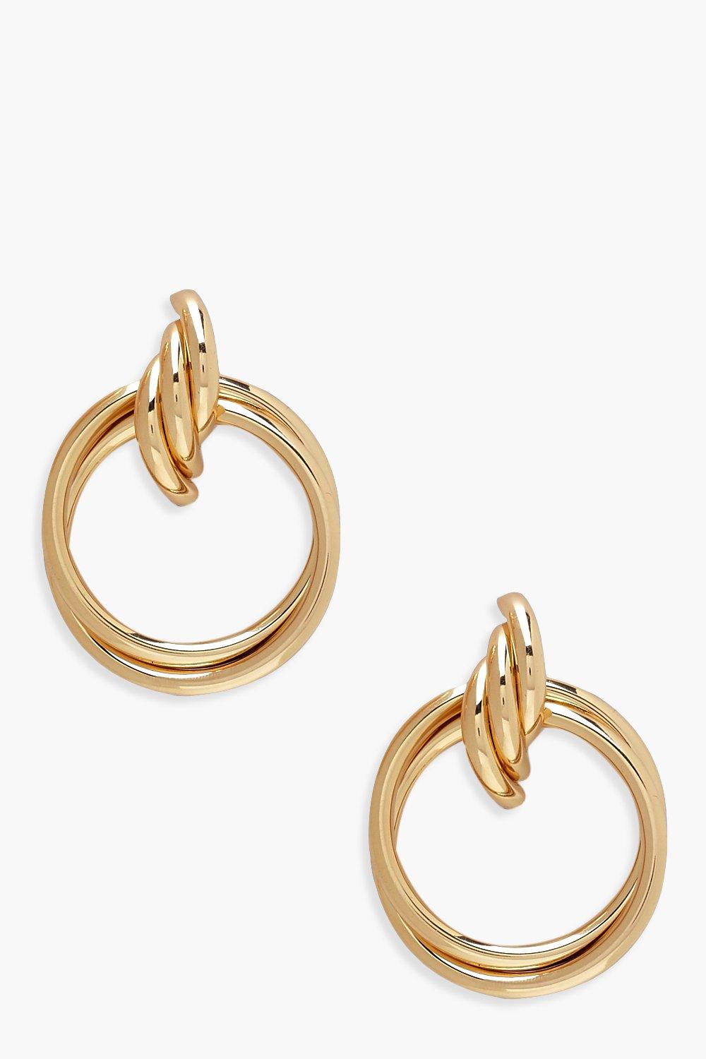 

Серьги-подвески с перекрученным элементом и двойным кольцом, Gold