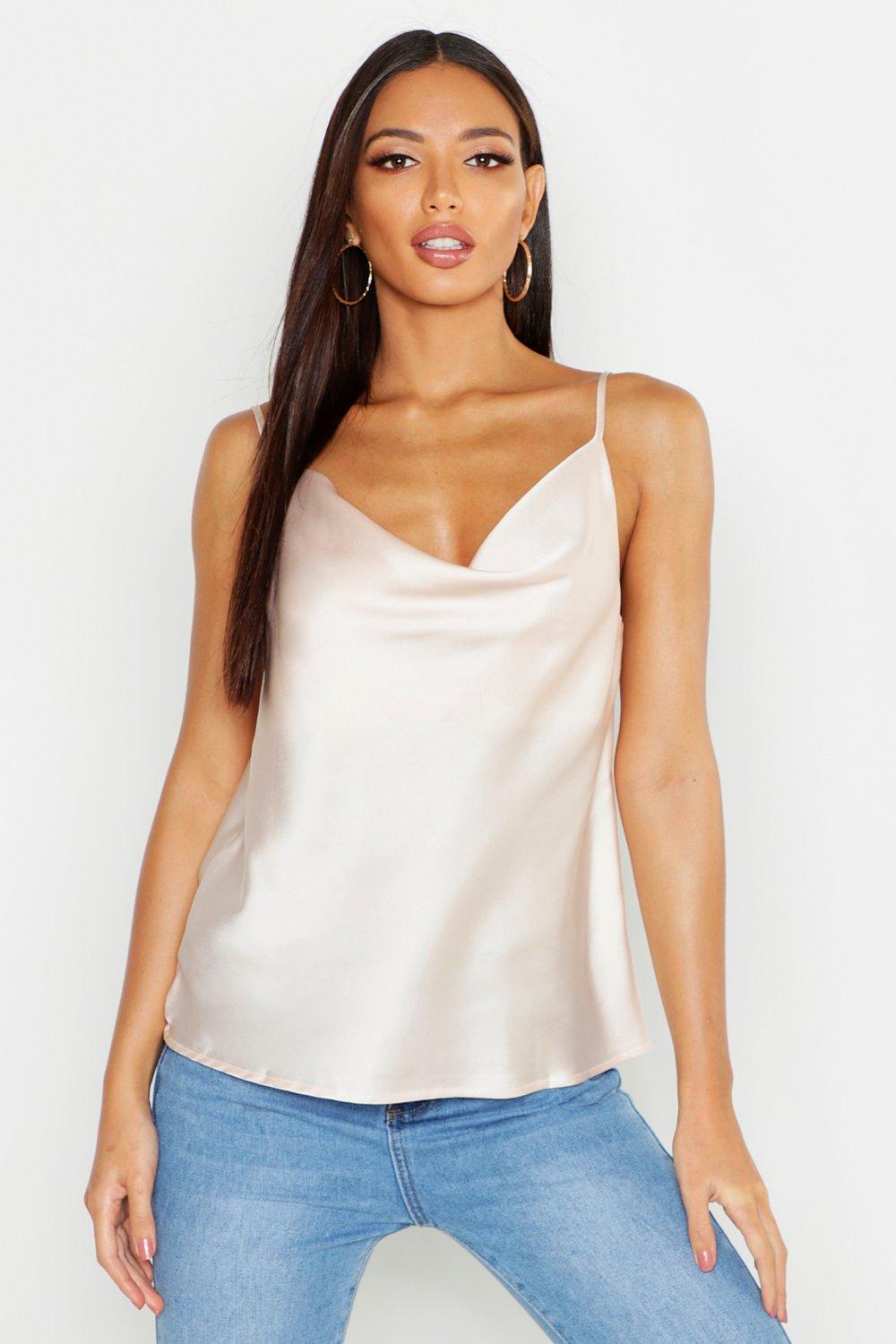 cowl neck top satin