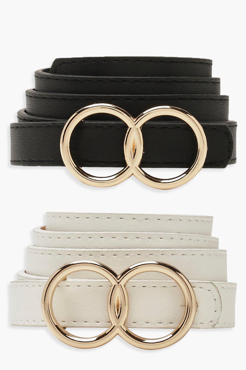 Womens Double Ring Skinny 2 Pk Belt Multi One Size Multi