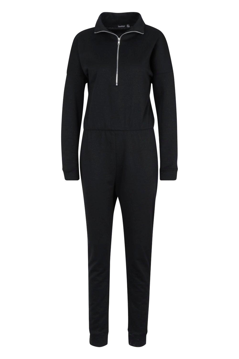 zip up black jumpsuit