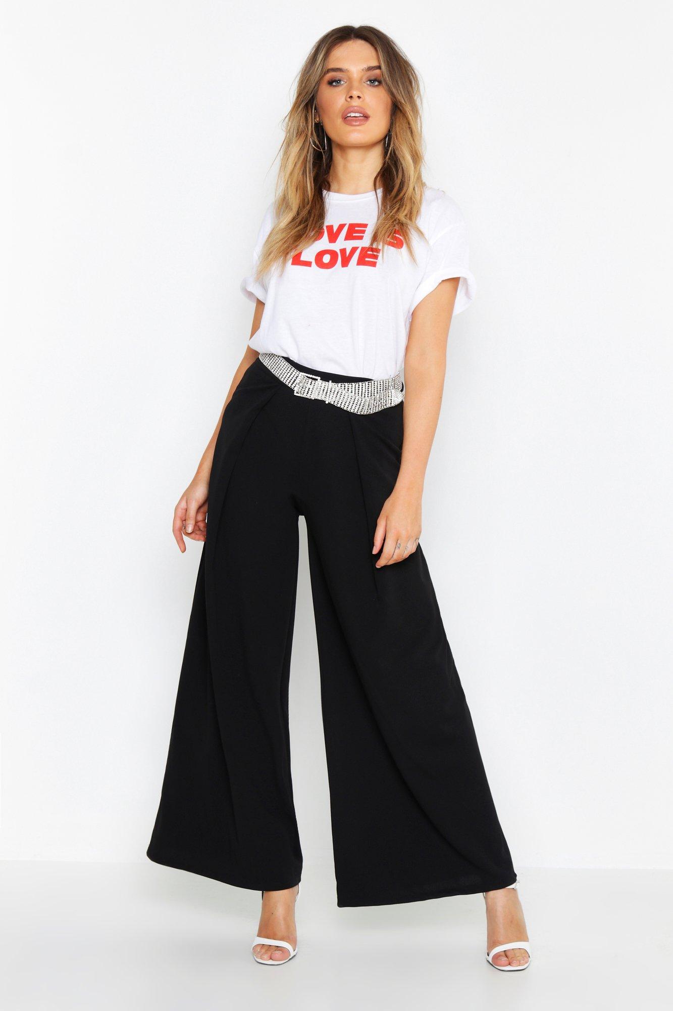 

Широкие брюки из ткани, Black