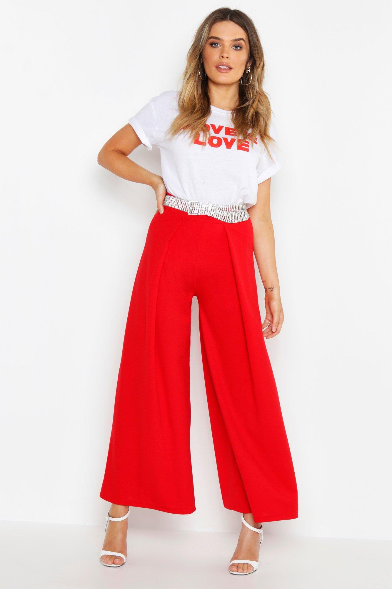 

Широкие брюки из ткани, Red