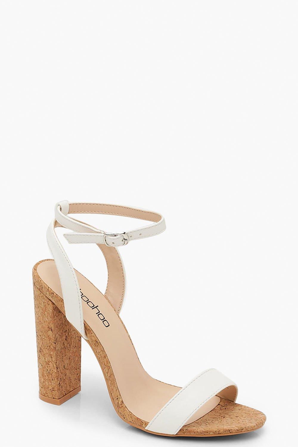 white cork heels
