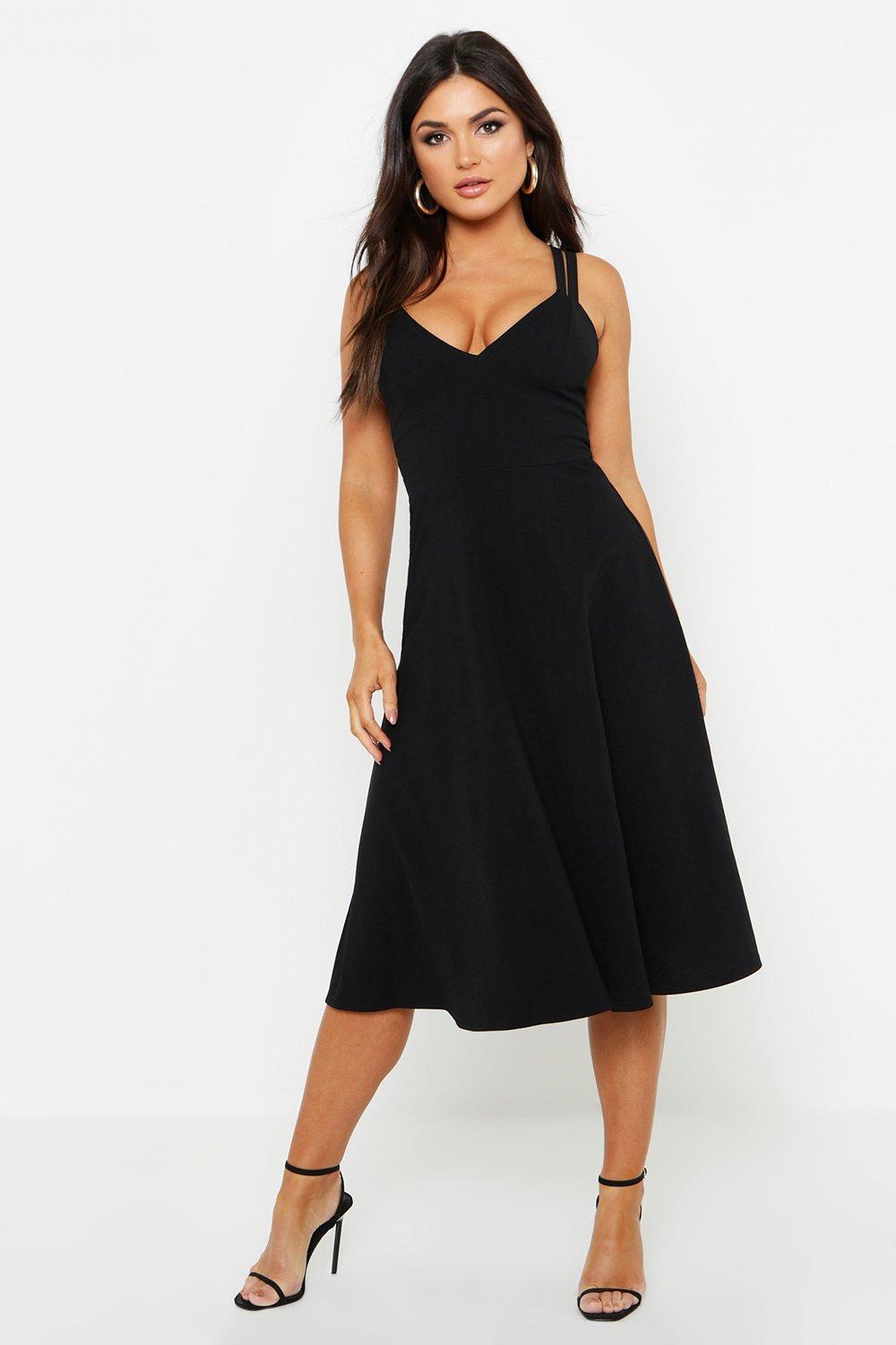 strappy open back skater dress