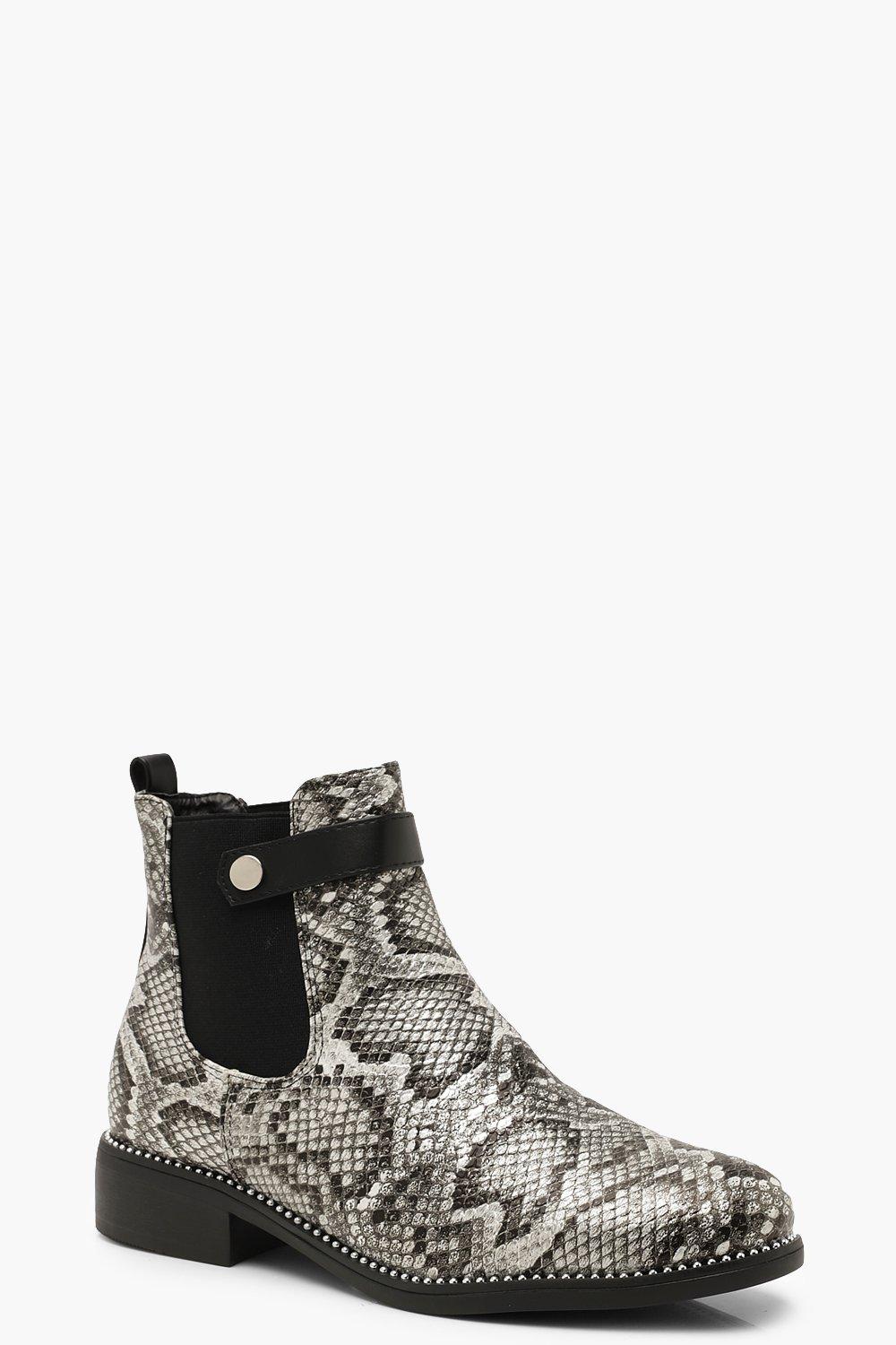 snake print chelsea boots