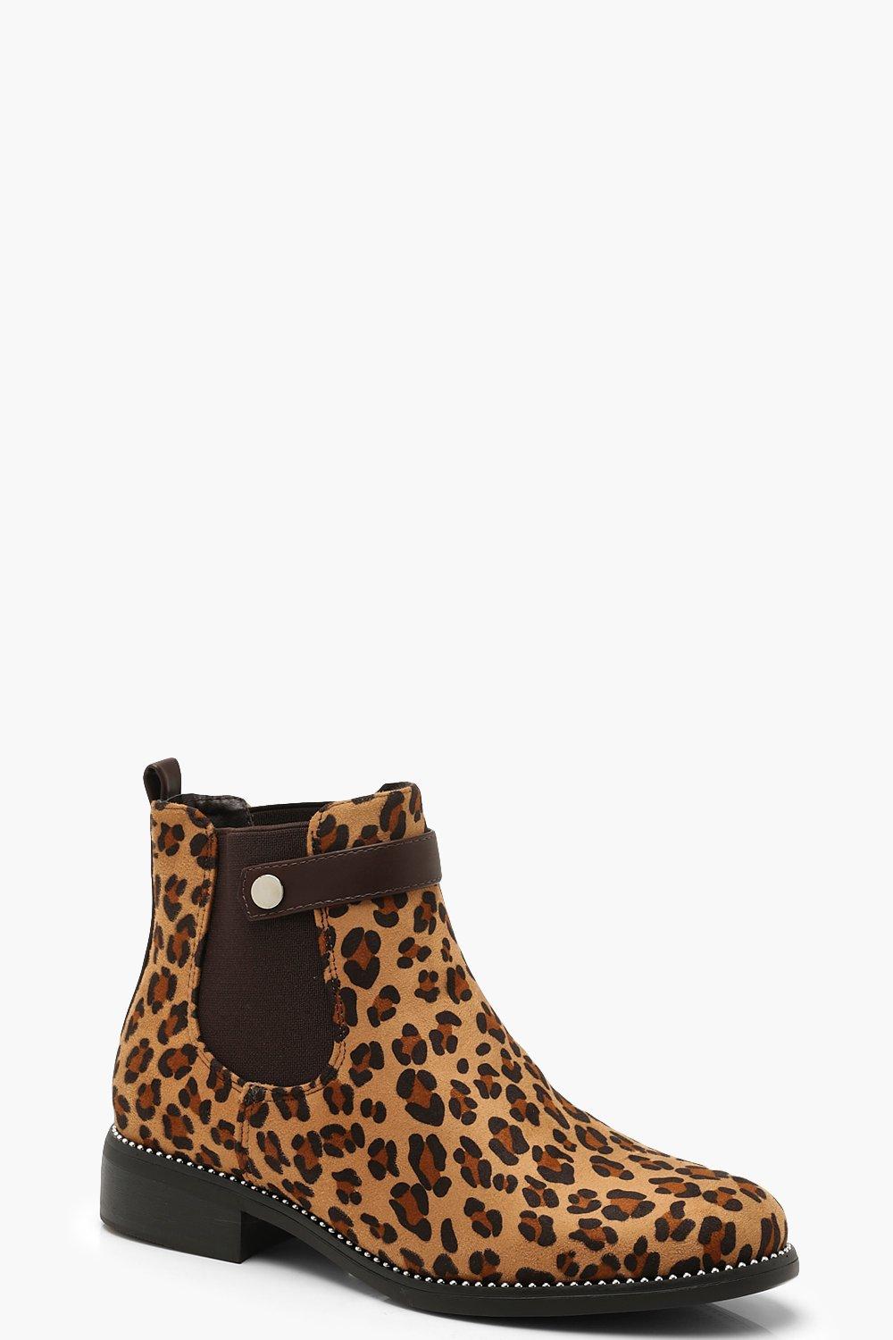 womens leopard print chelsea boots