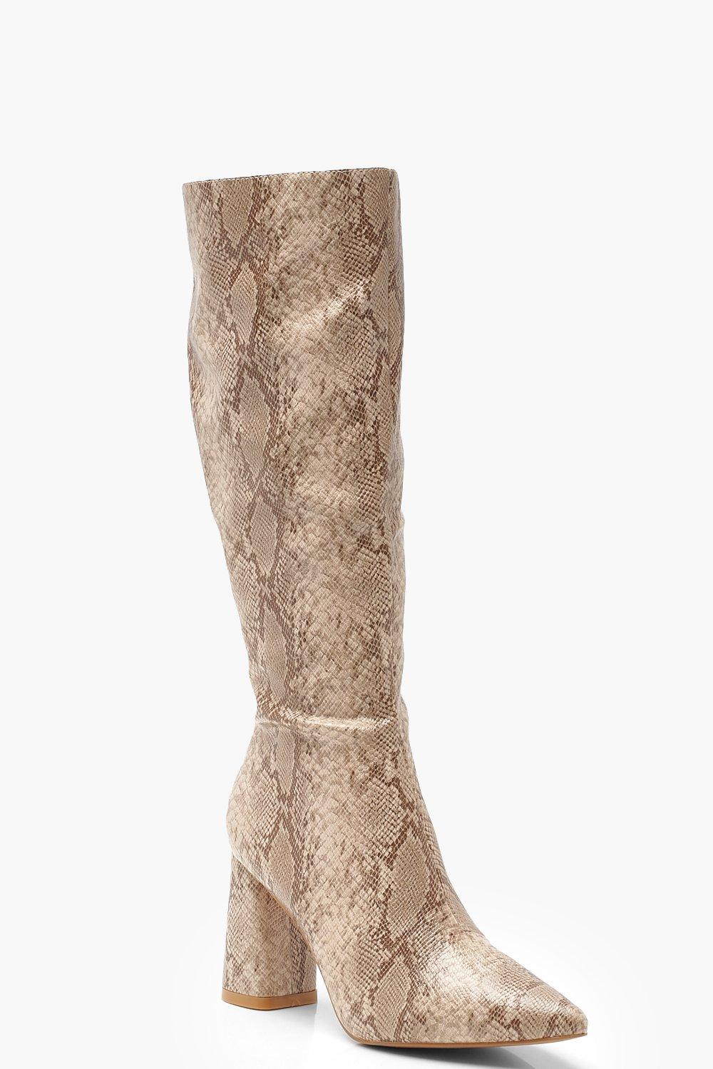 snake knee high boot