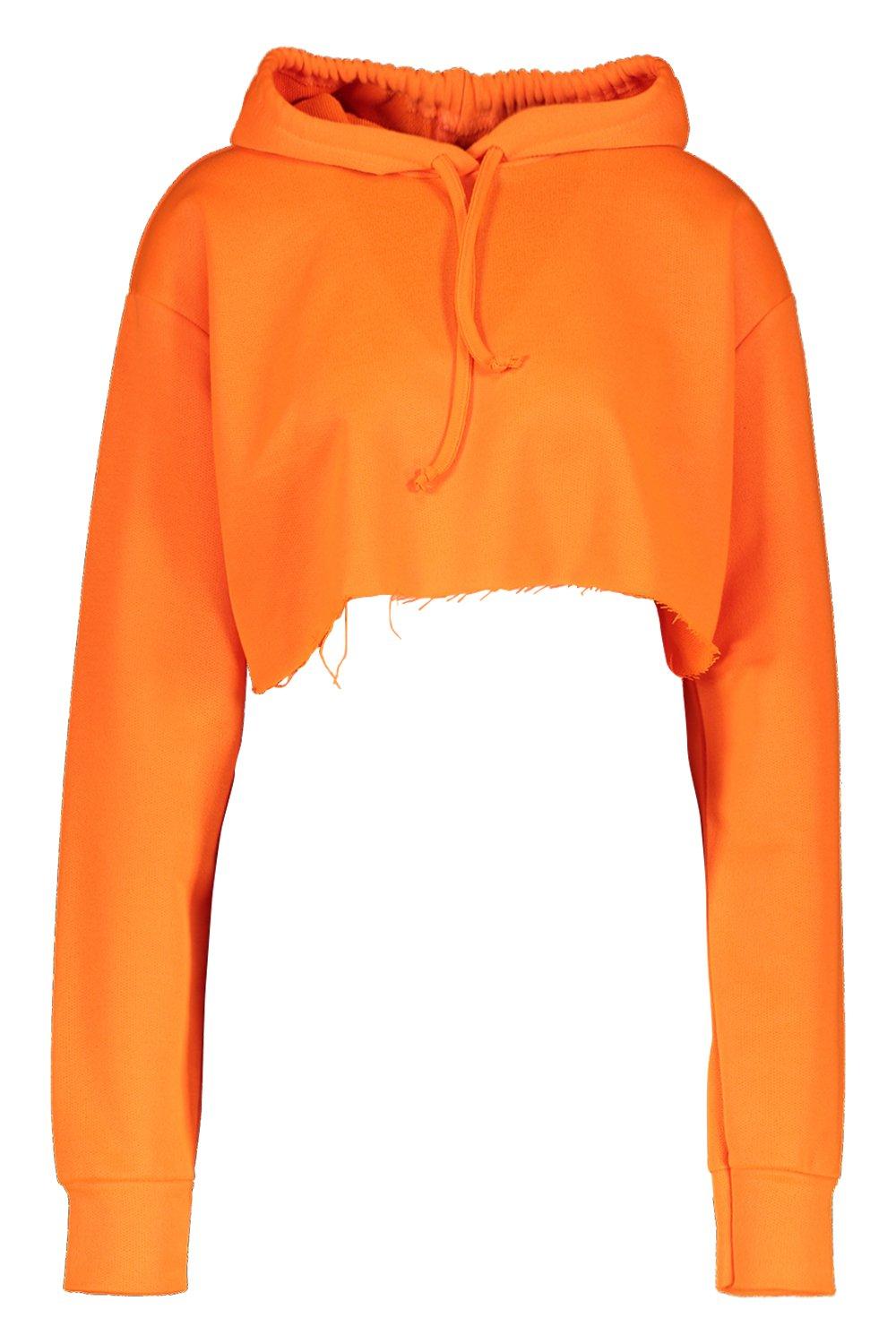 neon orange cropped hoodie