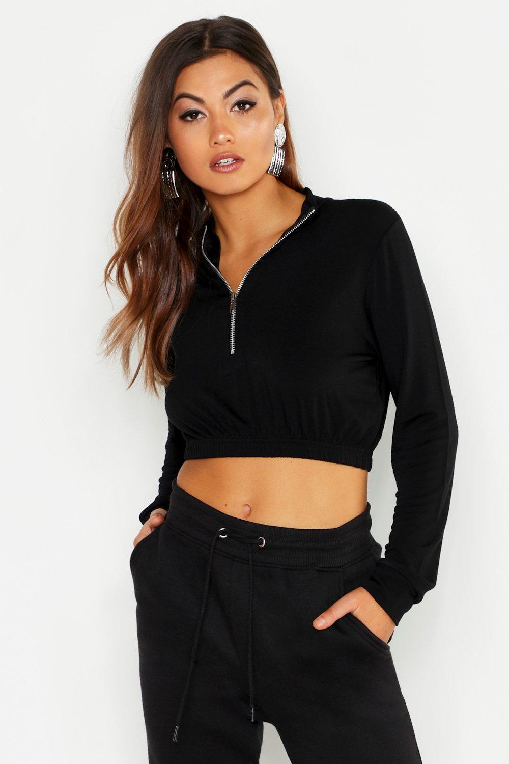 cropped half zip