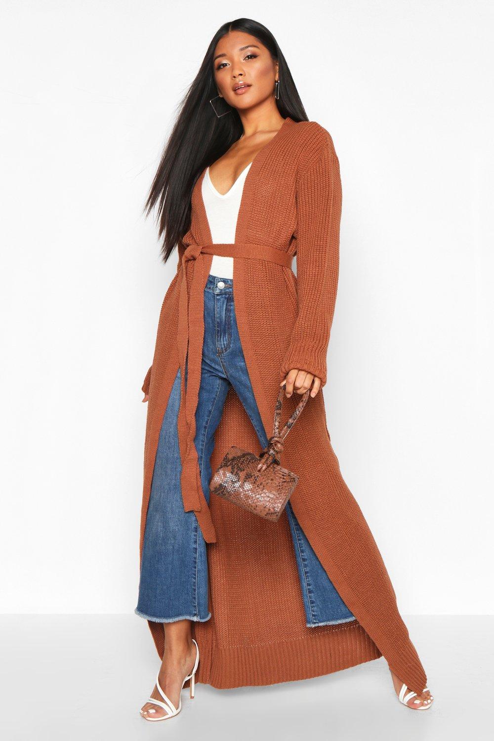 maxi belted cardigan