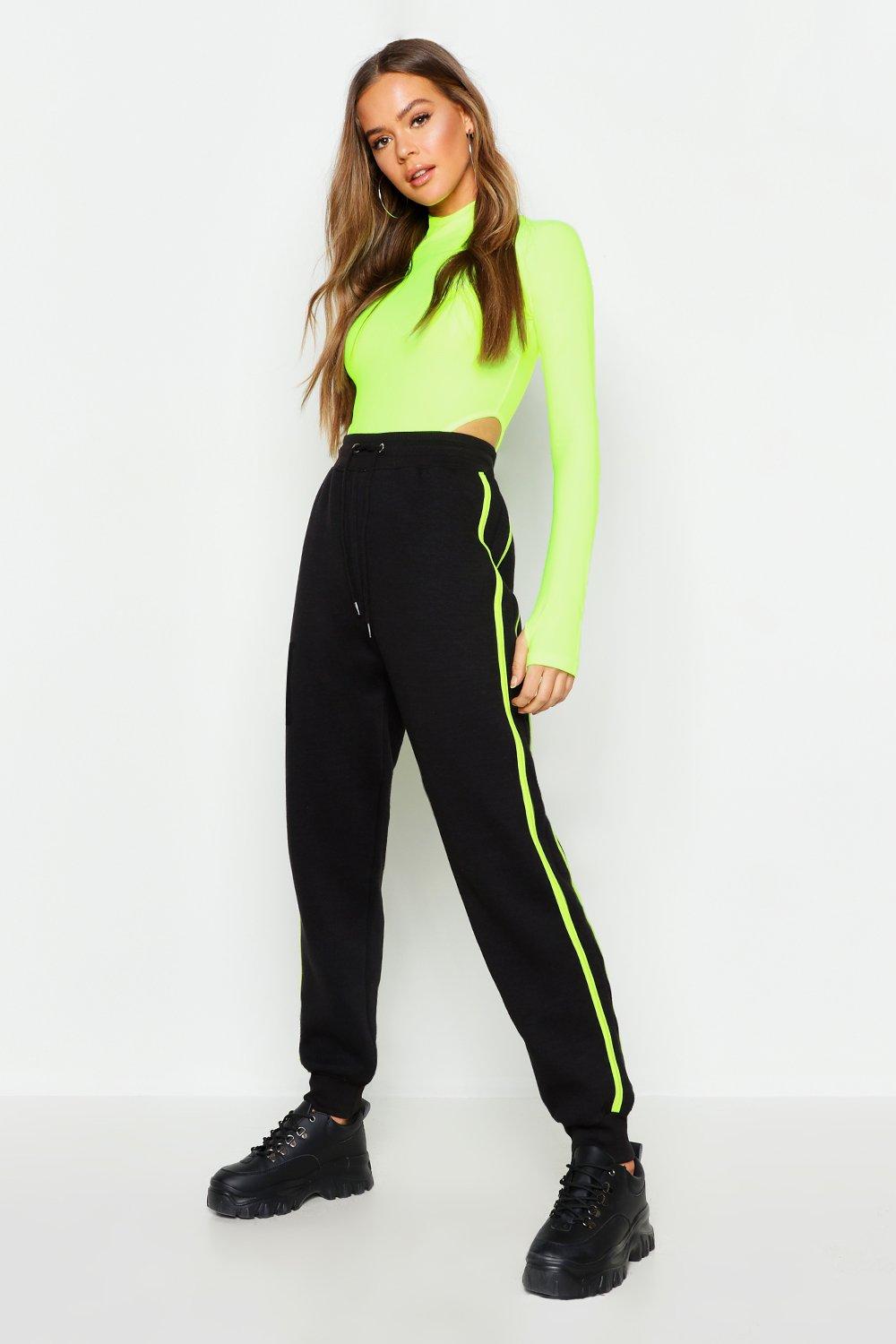 black trousers with neon stripe