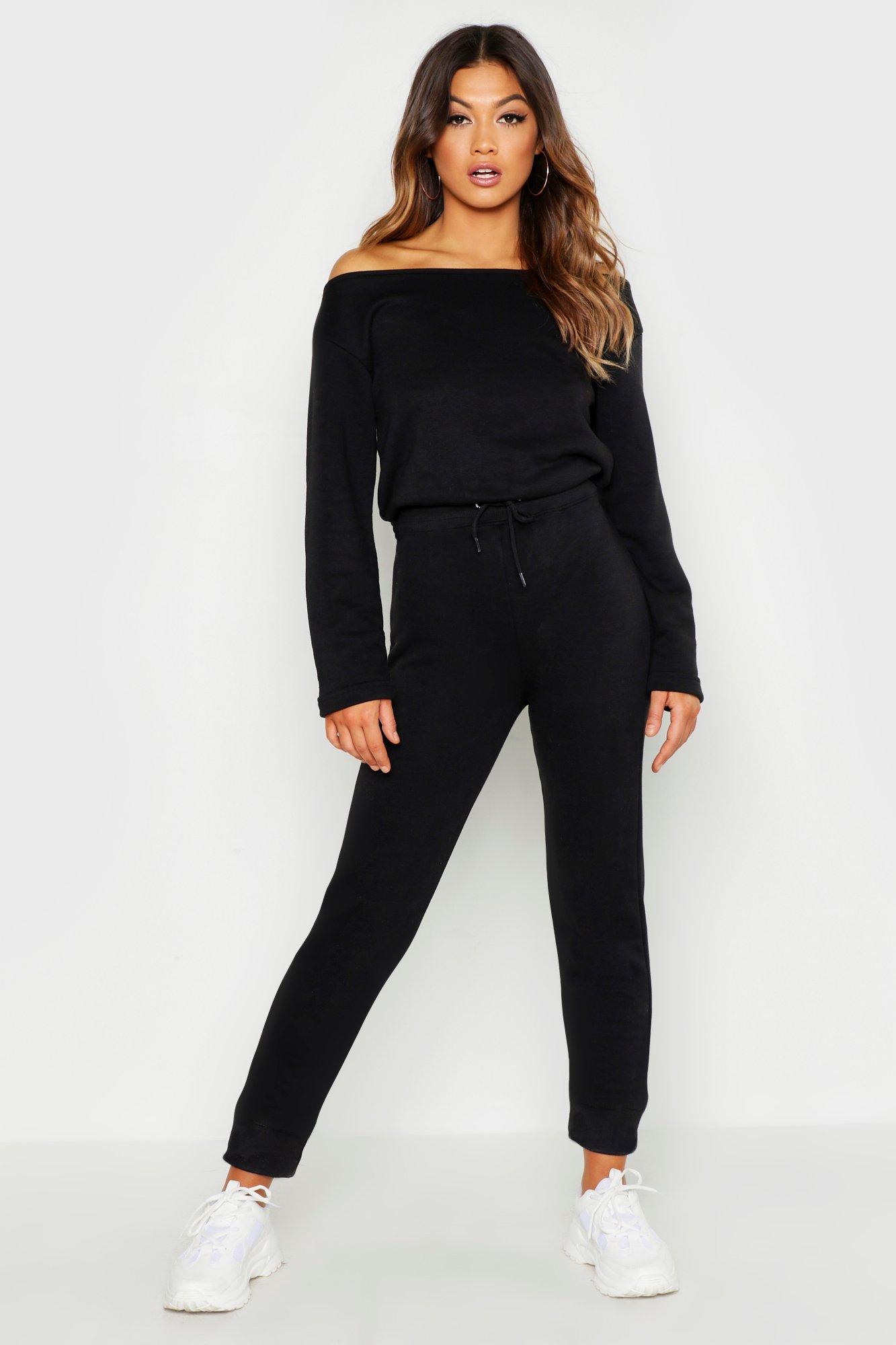 black sweat jumpsuit